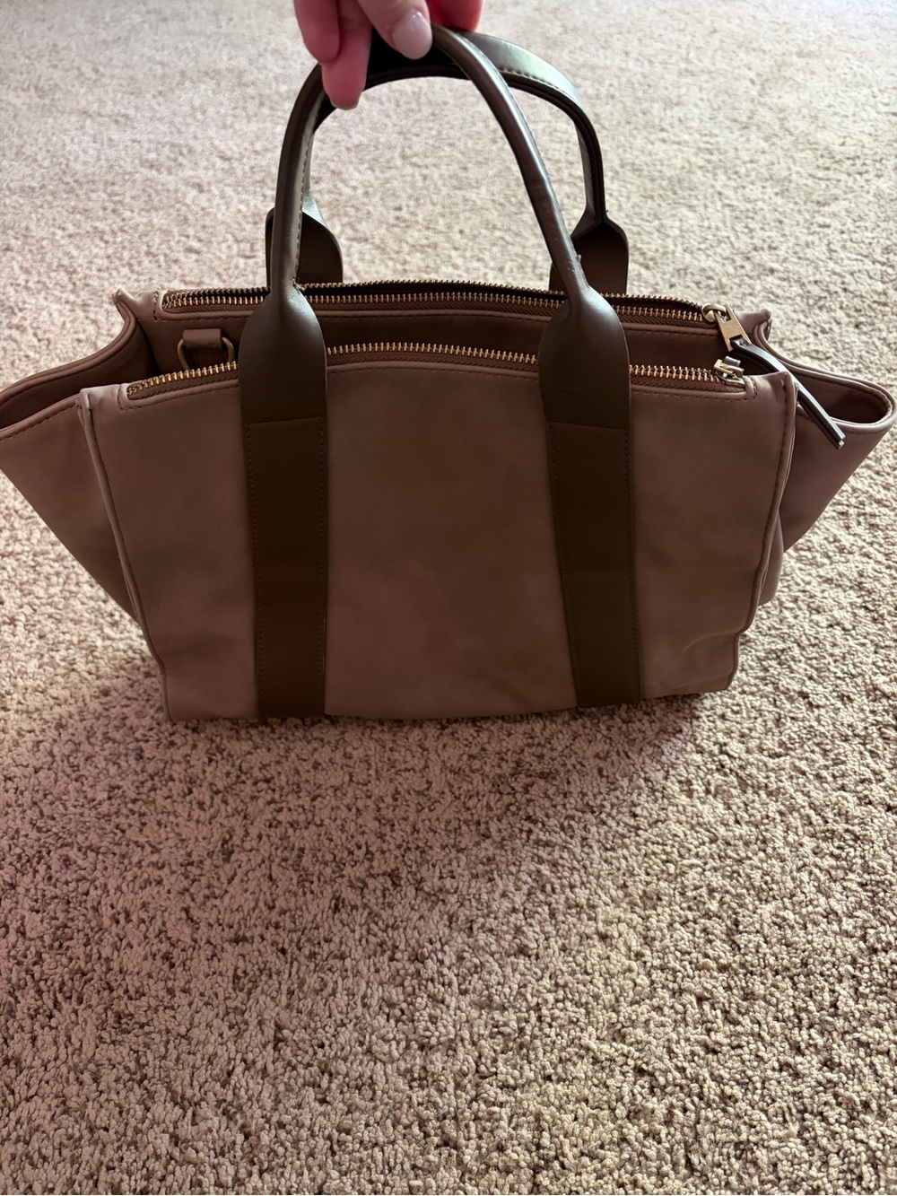 Universal Thread Taupe Satchel with Dark Taupe Handles